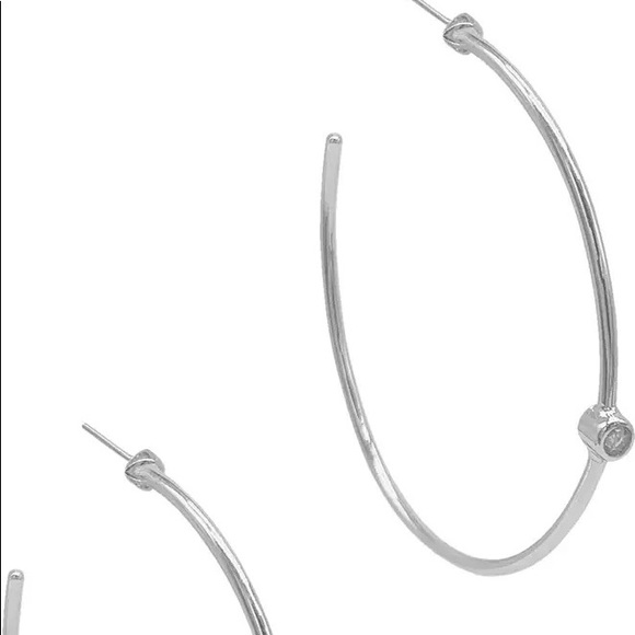 Adornia Diamond Dot Hoop Earrings Silver - 0.05 ctw NWT - Picture 3 of 8